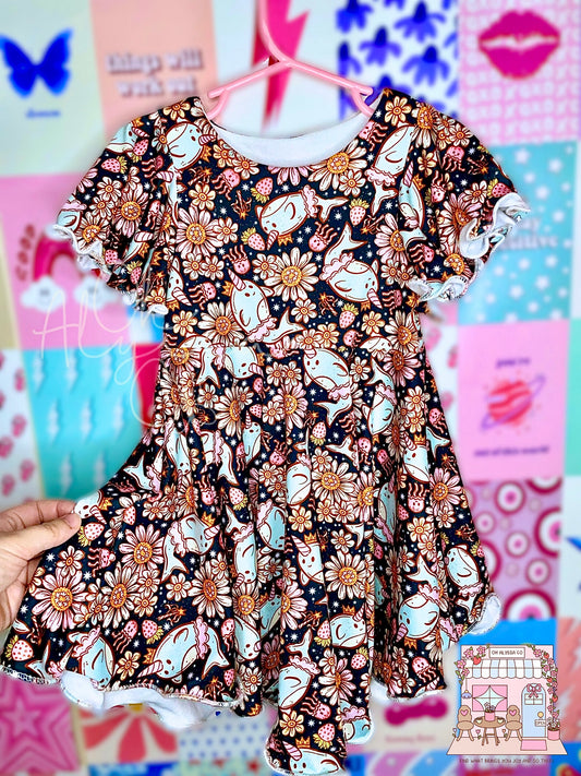 4T narwhal Butterfly Dress