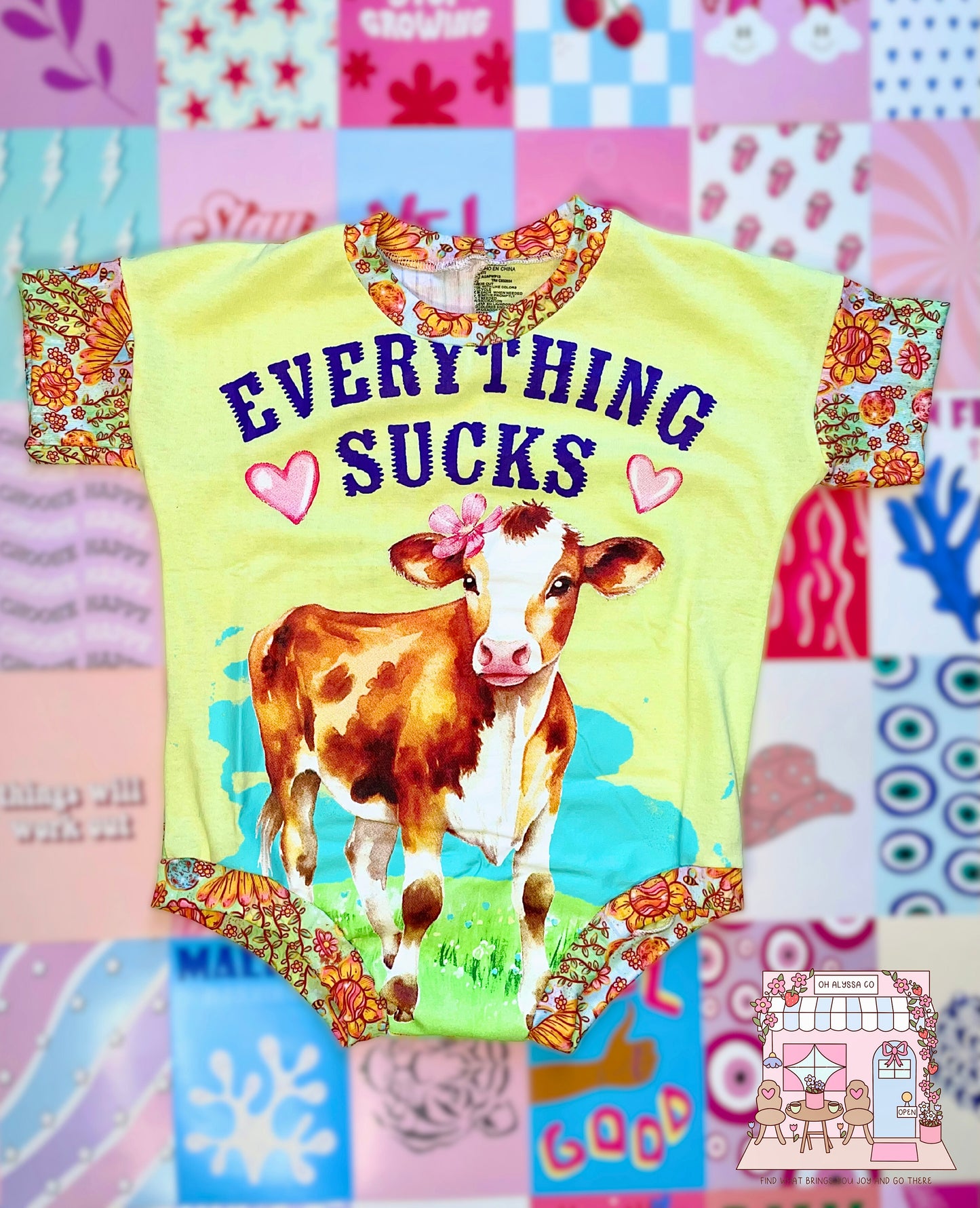 2T UPCYCLE cow Bubble romper
