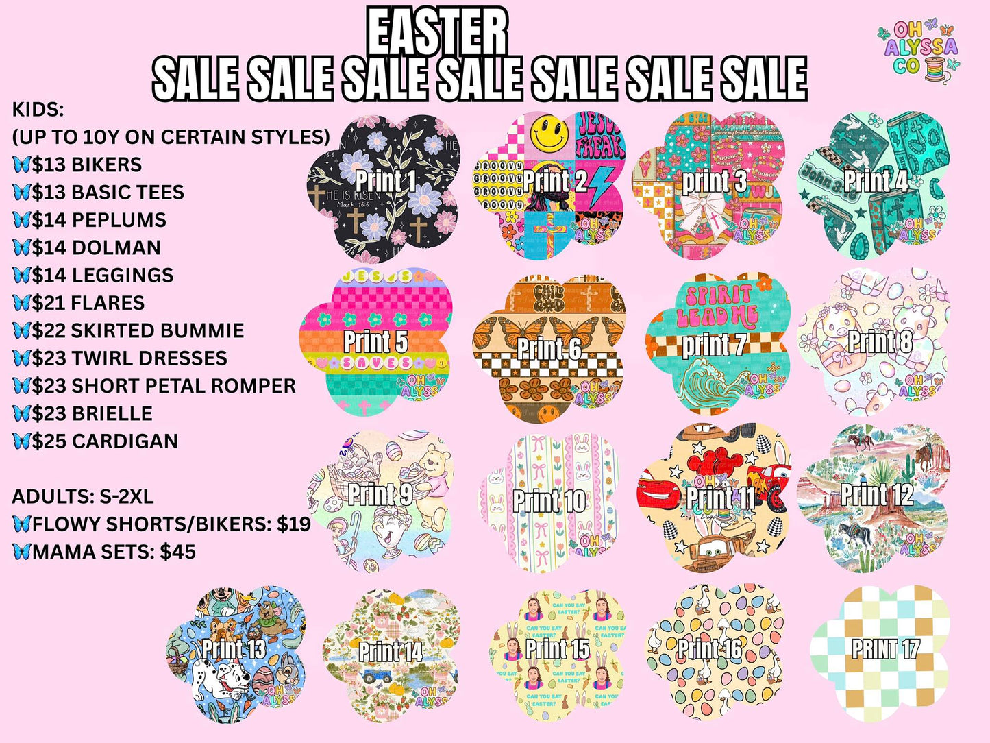 EASTER SALE (Add size to notes)