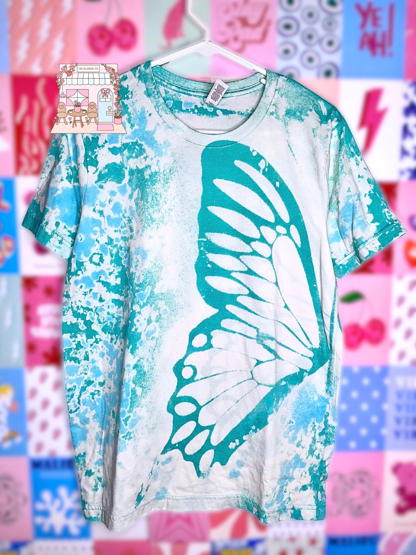 MEDIUM AQUA BUTTERFLY SPLASH BLEACH (rts)
